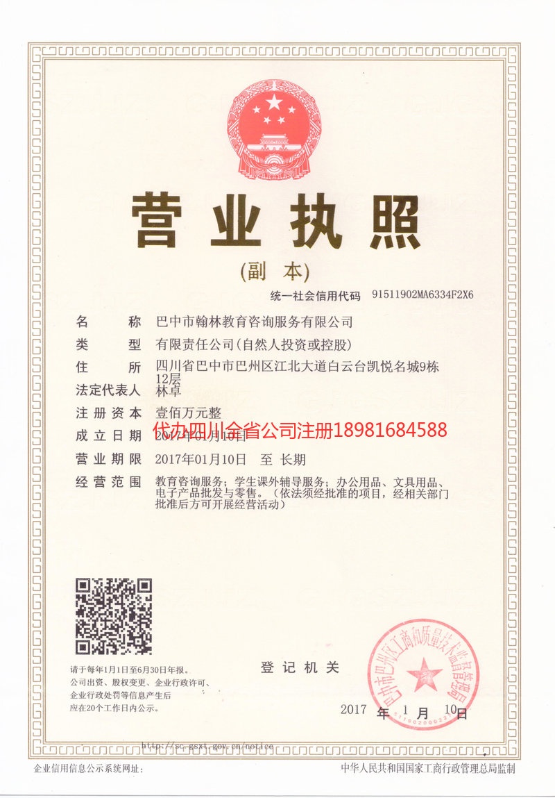 麻城麻城翰林教育咨询服务有限公司